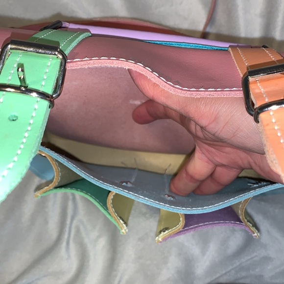 GRAFEA MICRO LINA II MICRO SATCHEL pastel color block pink purple green leather - Picture 6 of 7
